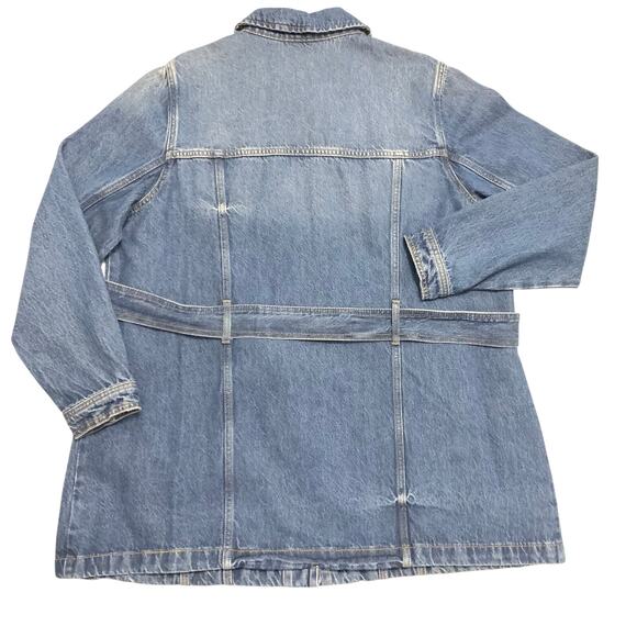 Lane Bryant NWT Womens Blue Denim Belted Trucker Jean Jacket Long Plus Size 18 - Picture 15 of 16